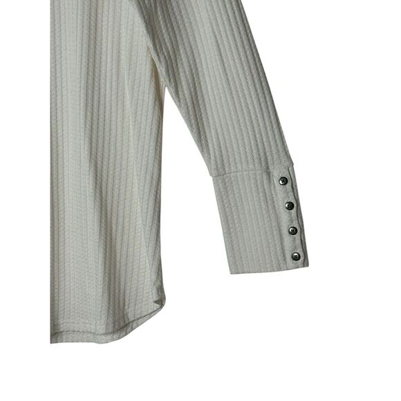 Chaser Top Women XXL Beige Long Sleeve‎ Waffle Knit Cozy Blouse Stretch Classic - Picture 8 of 11